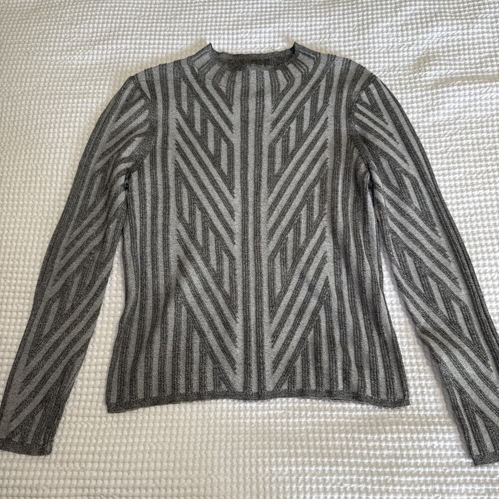 Truth By Republic Womens Lg Gray Knit Sweater Long Sleeve Mock Neck Textured EUC